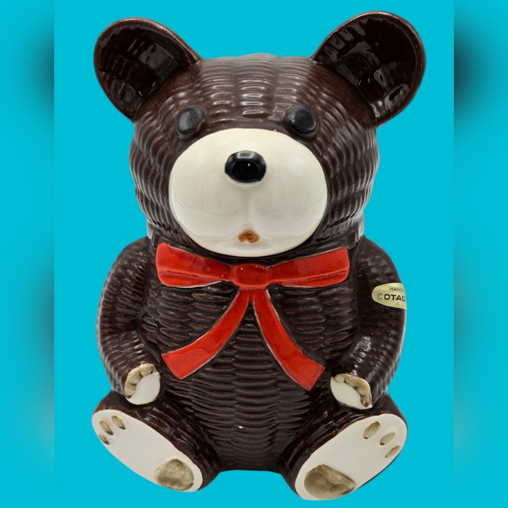 Vintage Otagiri Teddybear Bank Hand Painted 1979 Ceramic Japan Brown Bear
